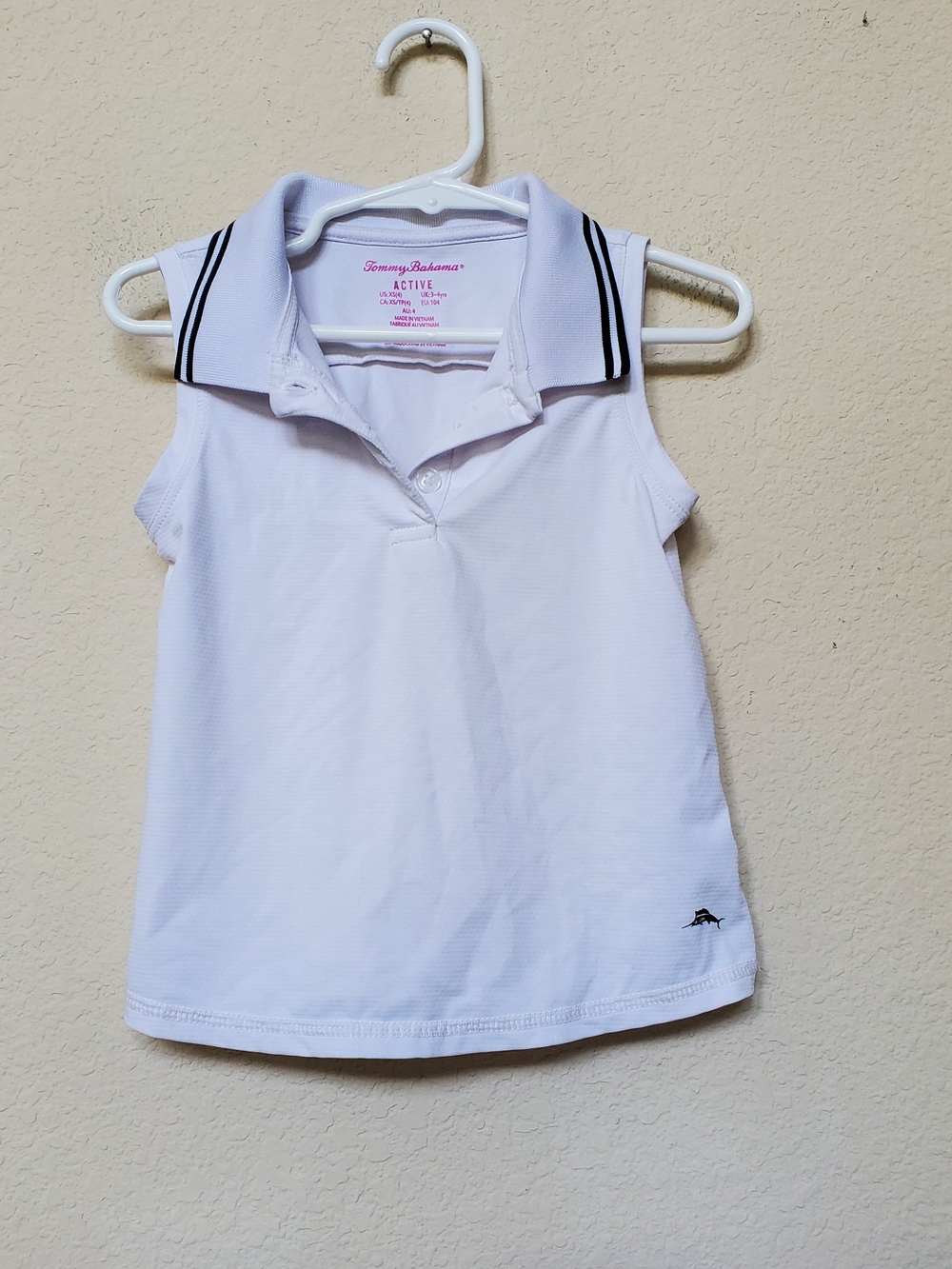 Tommy Bahama Girls' White Sleeveless Polo Top. Size XS (4)
